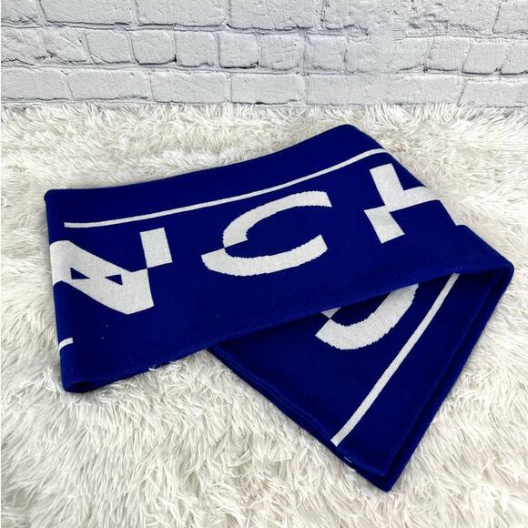 #GIVENCHY Off Center Logo Scarf Blue NEW - Picture 2 of 3